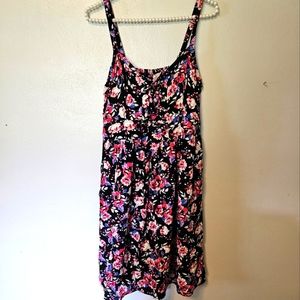NWT Torrid Black FloralSkater Fit & Flare Spaghetti Strap Dress Size 0X